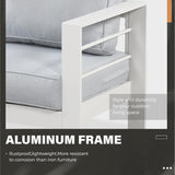 Solaste Juego de muebles de aluminio para patio, 4 piezas, moderno juego de conversación al aire libre, sofá con cojín mejorado y mesa auxiliar, color blanco