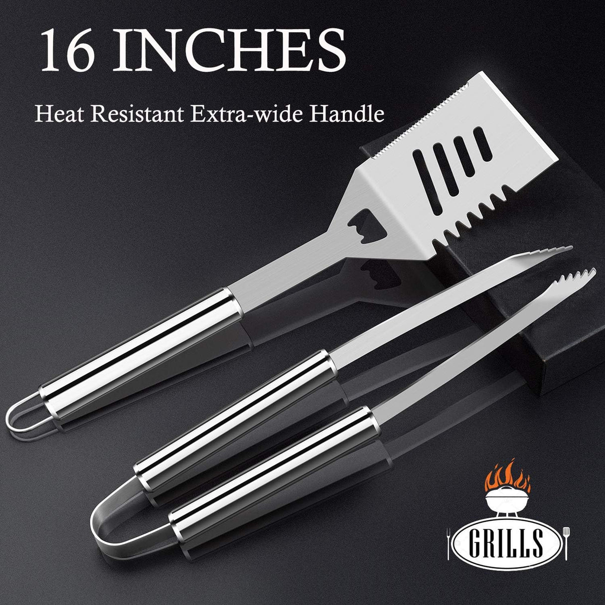 Juego de Utensilios de Parrilla 30pcs ROMANTICIST, Acero Inoxidable