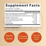 Luteína 40 mg y zeaxantina 1,600 mcg por porción, 360 cápsulas blandas | 4 en 1 con omega-3, astaxantina y fosfolípidos - Extracto de flor de caléndula - Vitaminas antioxidantes para los ojos - Sin