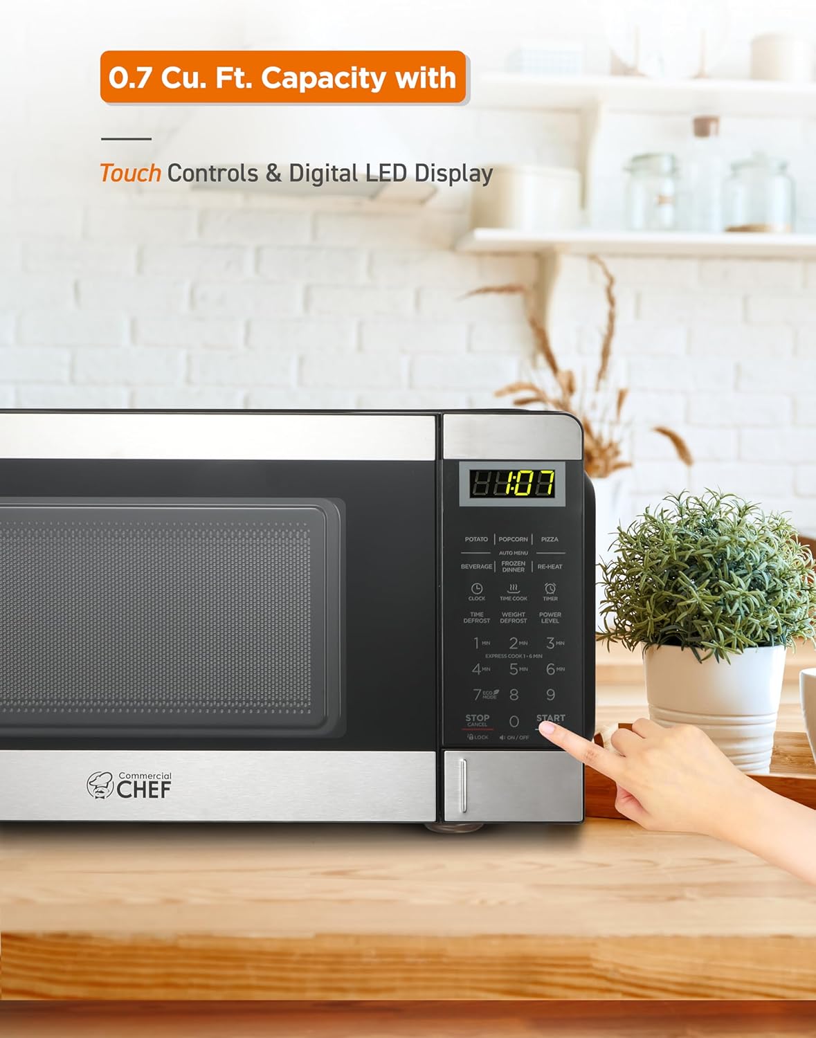 Microondas Comercial Chef 0.7 pies cúbicos, 700W, 10 niveles