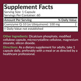 CoQ10 100 MG para Energía Celular, 60 Cápsulas Vegetarianas