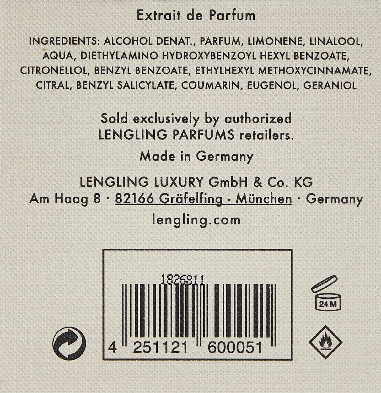 Perfume Extrait Lengling No 5 Eisbach Spray