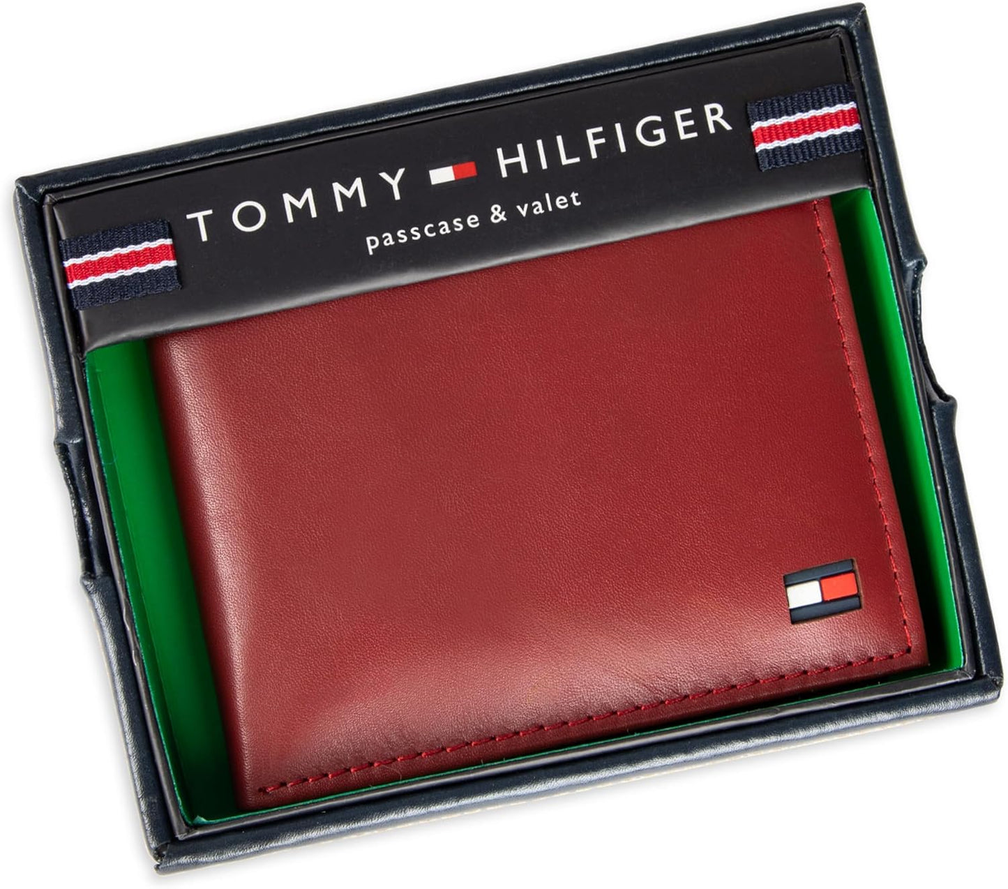 Billetera Tommy Hilfiger con logo, múltiples tarjetas y ventana ID