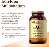 Solgar VM-75 Multivitamínico Vegano, 180 Tabletas Sin Hierro