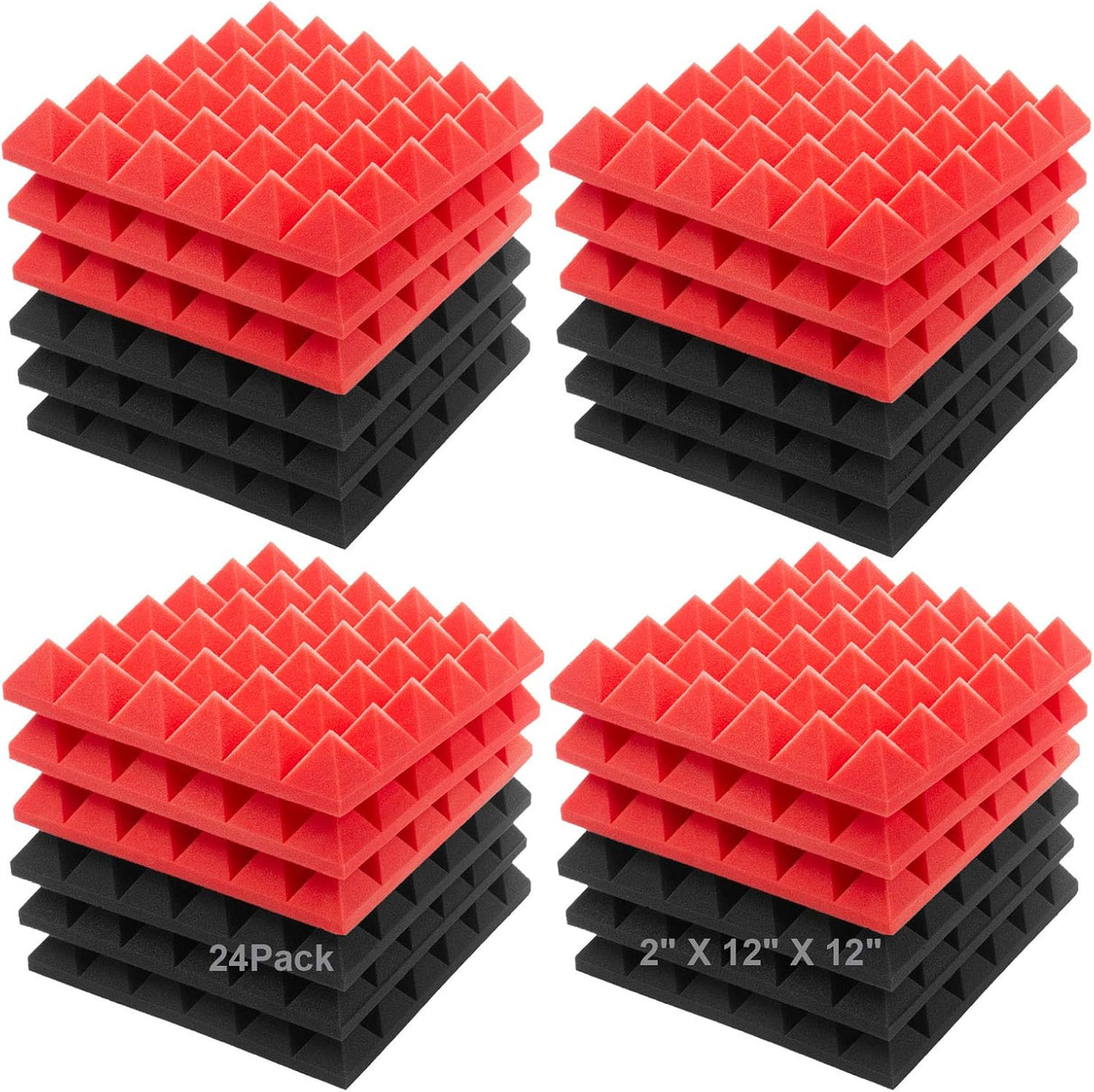 Paneles Acústicos JBER, 24 Pack 2 X 12 X 12, Fonoabsorbentes