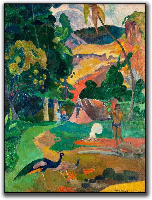 Póster de Paisaje con Pavos Reales de Paul Gauguin Sin Marco