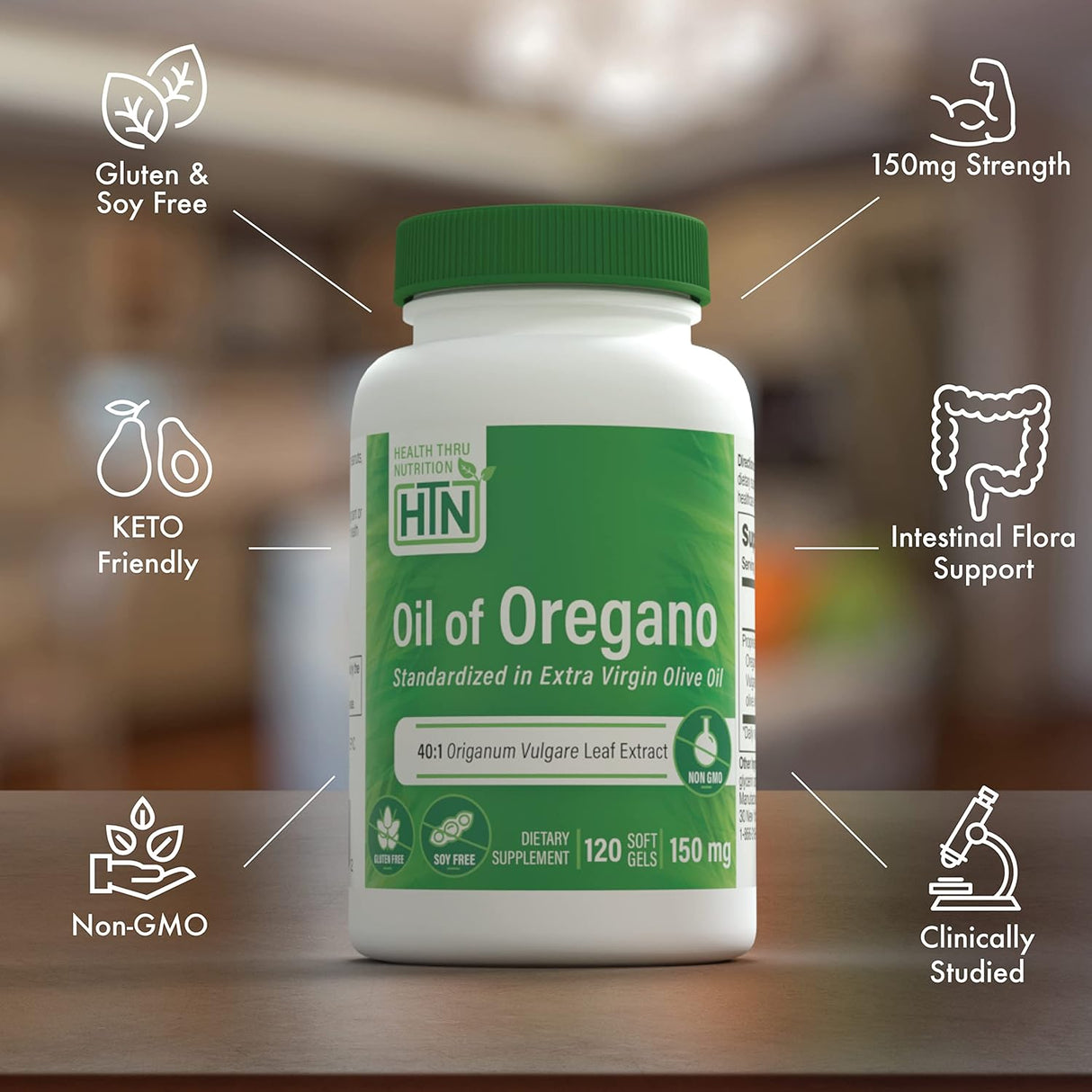 Aceite de Orégano 600mg No GMO Sin Gluten Origanum Vulgare