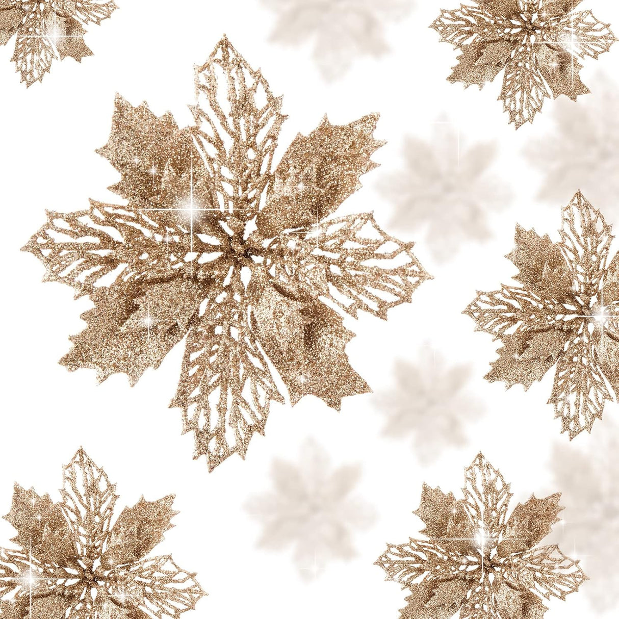 Flores Poinsettia Artificiales Wironlst - 16 Pcs Decoración Navidad