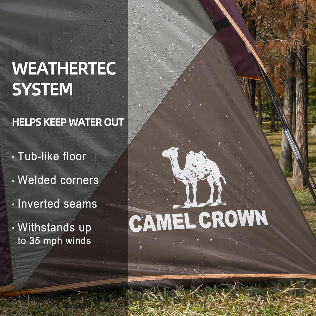 Tienda de campaña 4 personas CAMEL CROWN, impermeable, fácil montaje