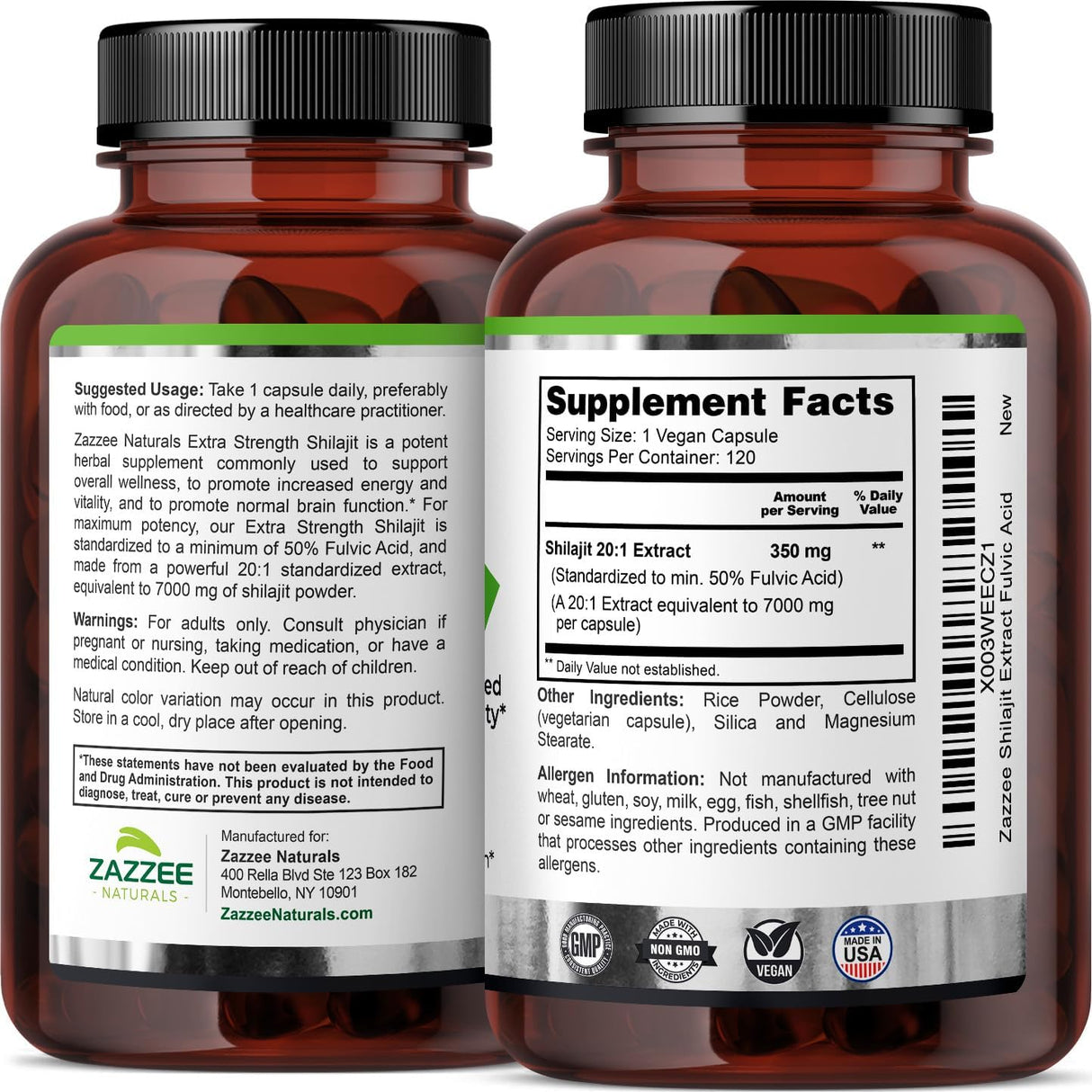 Suplemento Extracto de Shilajit 20:1 extra fuerte, 7000 mg
