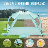 Tienda de playa pop-up XL con protección UV y ventilación