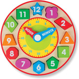 Reloj de formas Melissa & Doug - Juguete educativo de madera