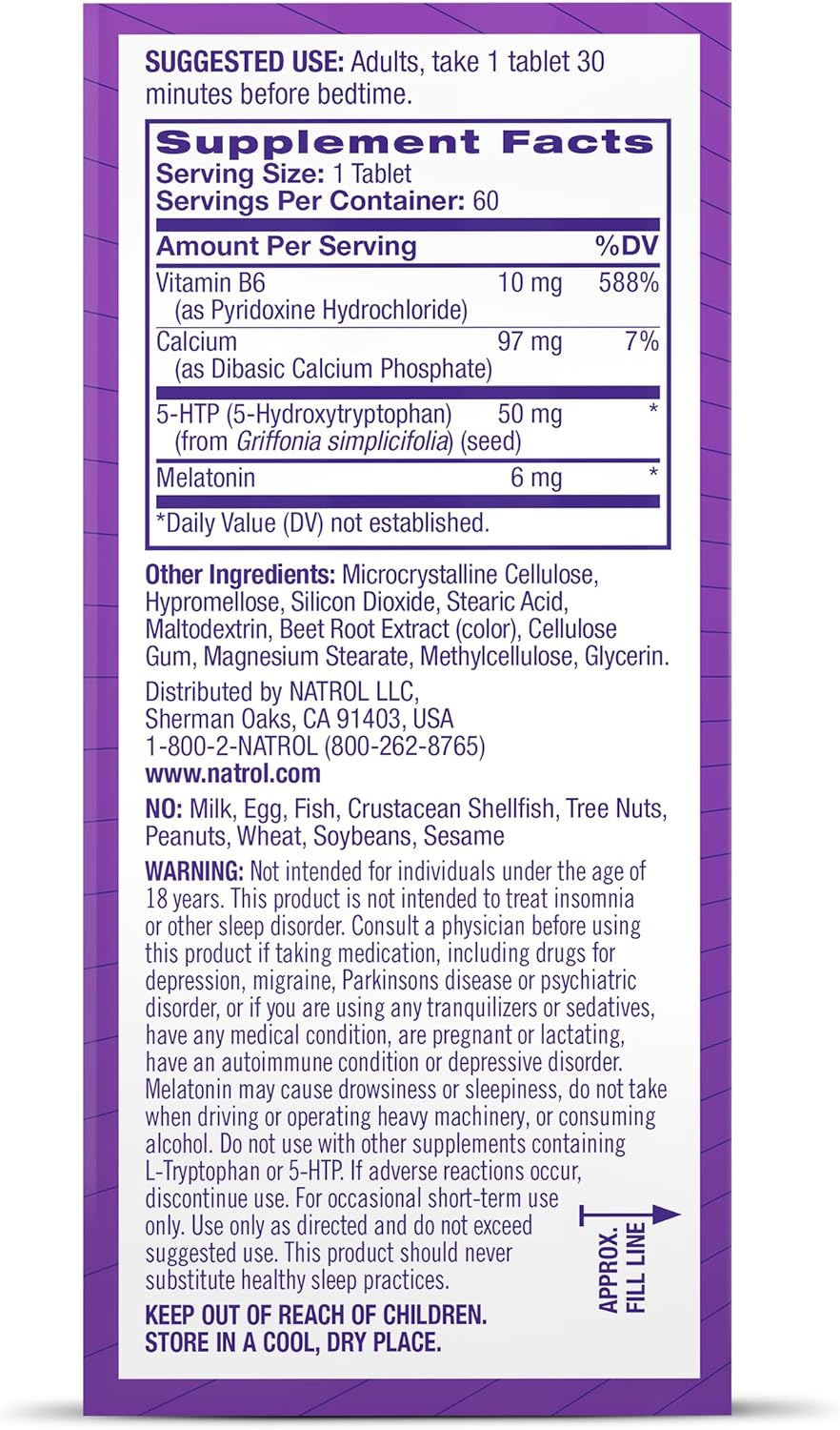 Suplemento avanzada 6 mg con 5HTP 60tab liberación prolongad