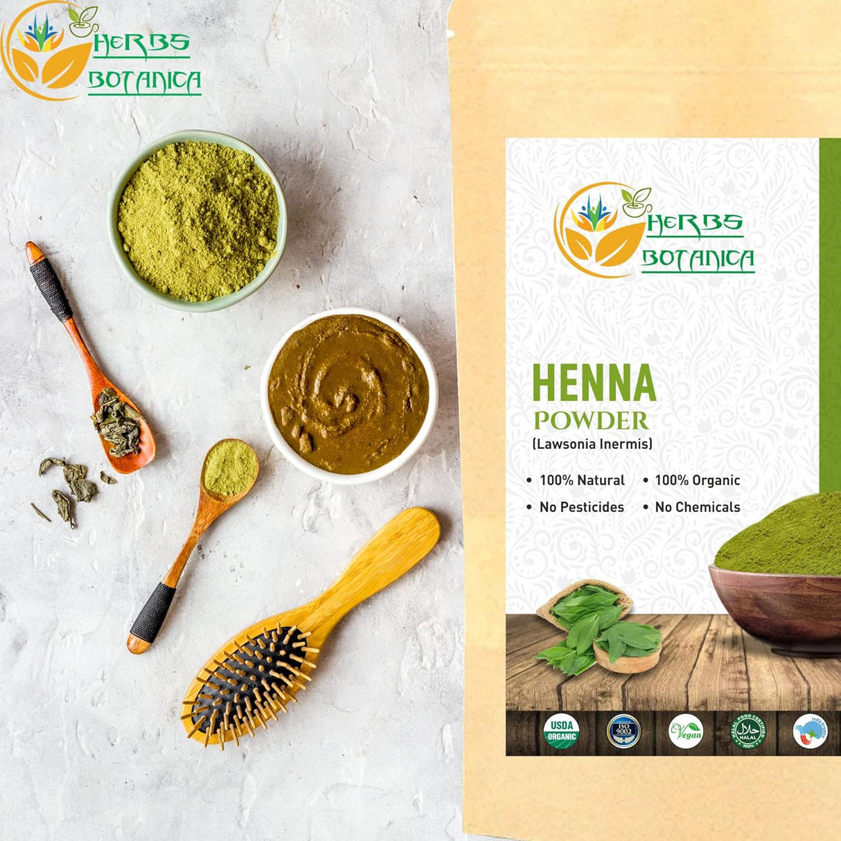 Polvo de Henna Orgánica para Cabello y Arte Corporal