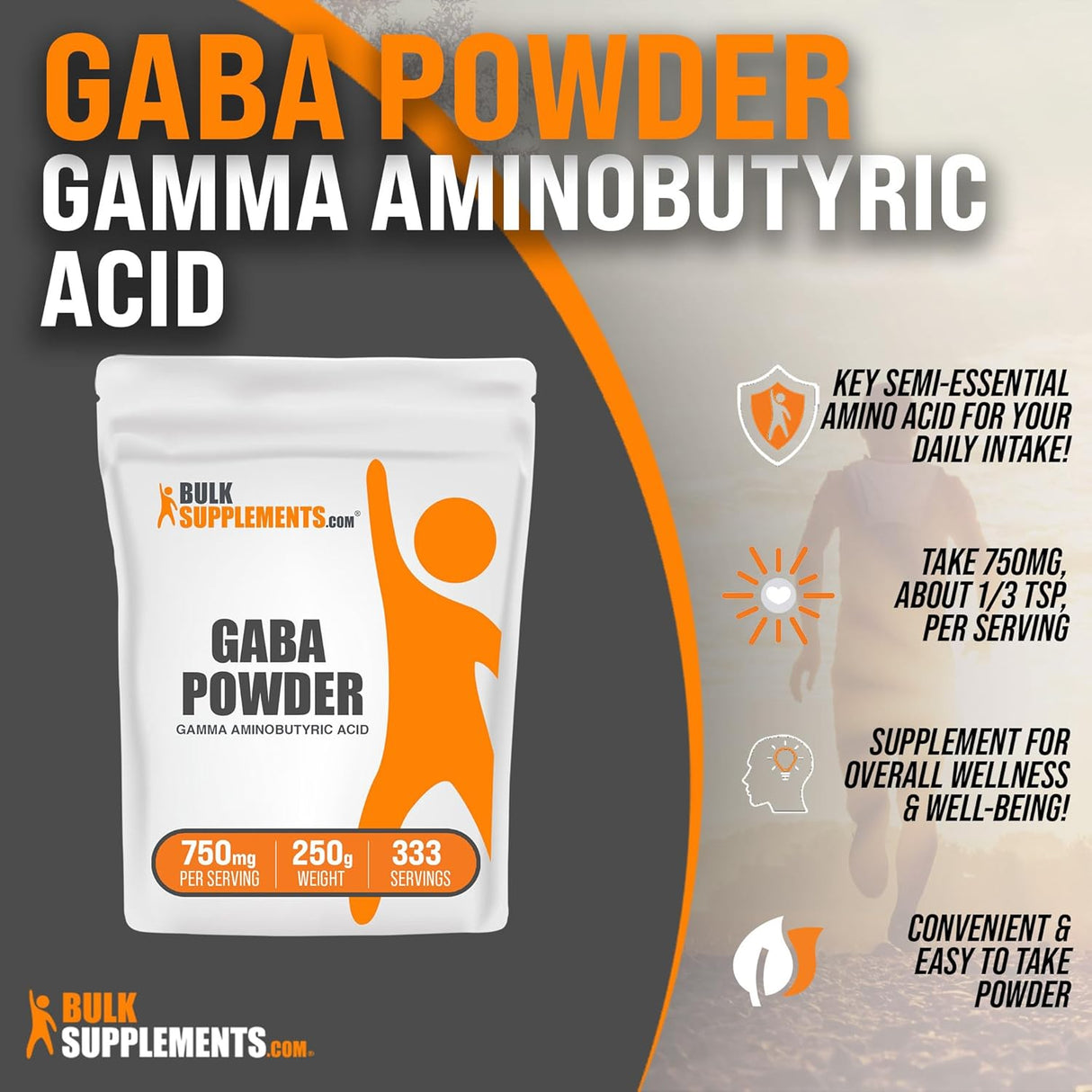 Suplemento BulkSupplements ácido gamma aminobutírico (GABA)