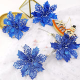 Flores Poinsettia Artificial Wironlst - 16 Pcs Decoración Navidad