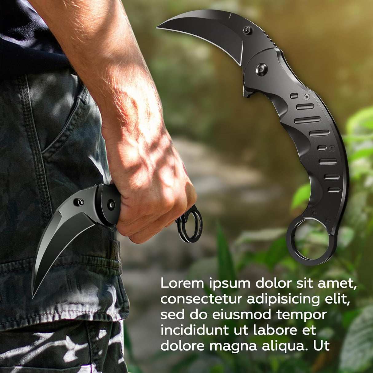 Cuchillo Karambit Táctico de Resorte para Caza y Camping