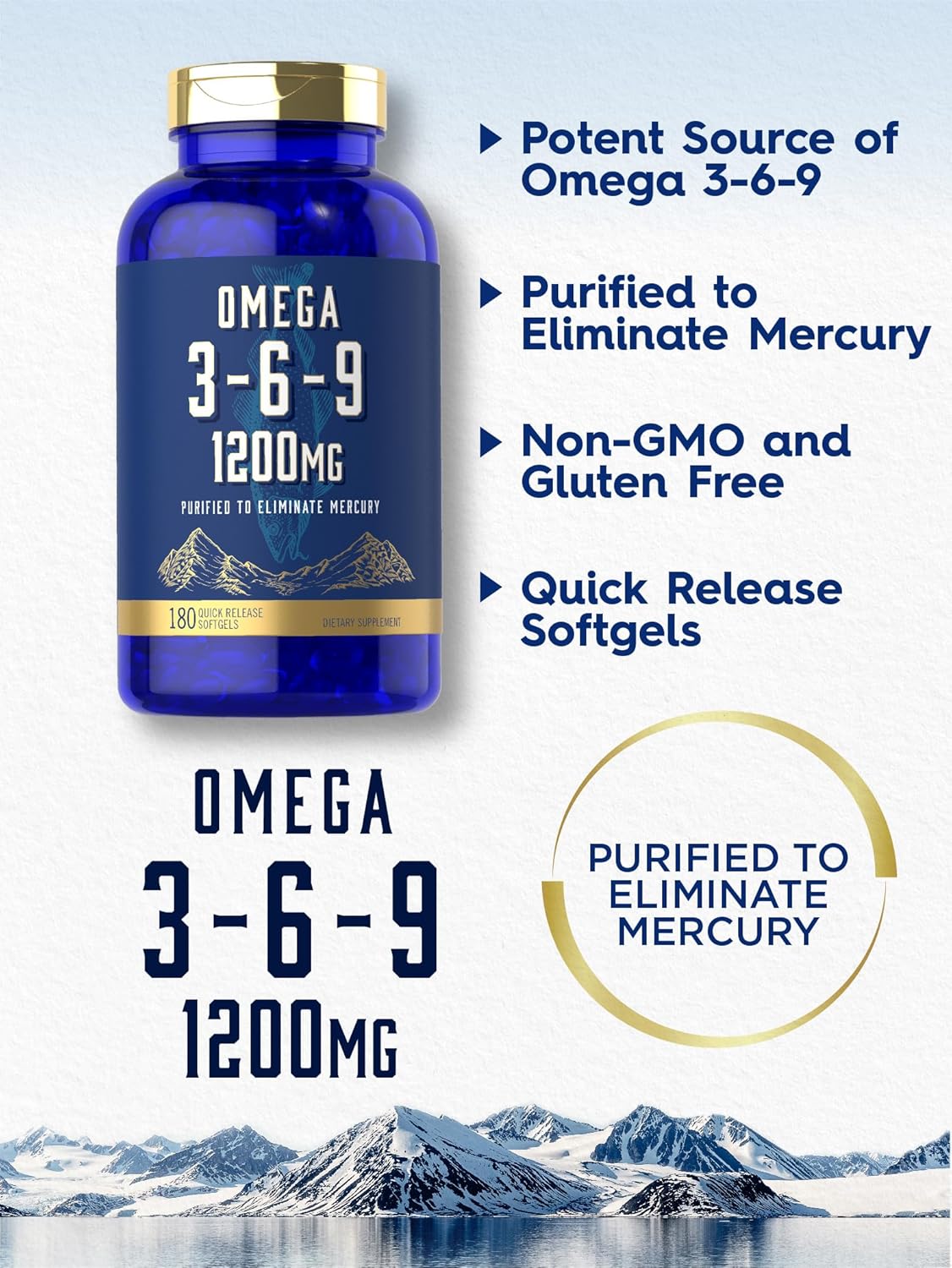 Omega 3-6-9 Carlyle 1200mg Suplemento 180 cápsulas