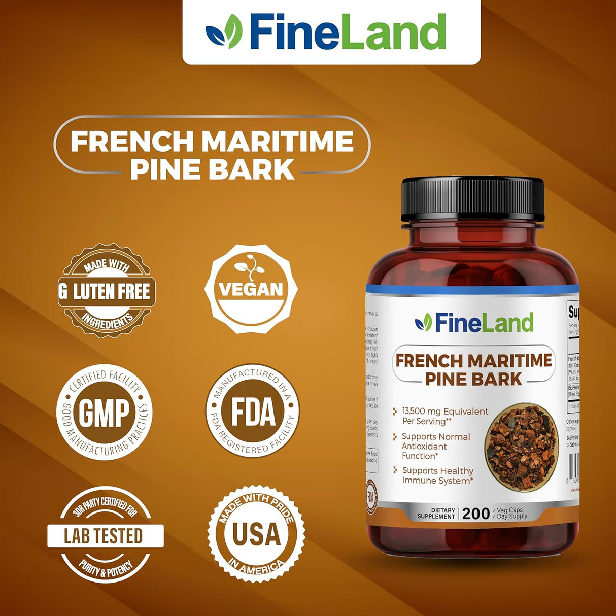 Extracto de Corteza de Pino Francés FineLand 450 mg 200 Caps