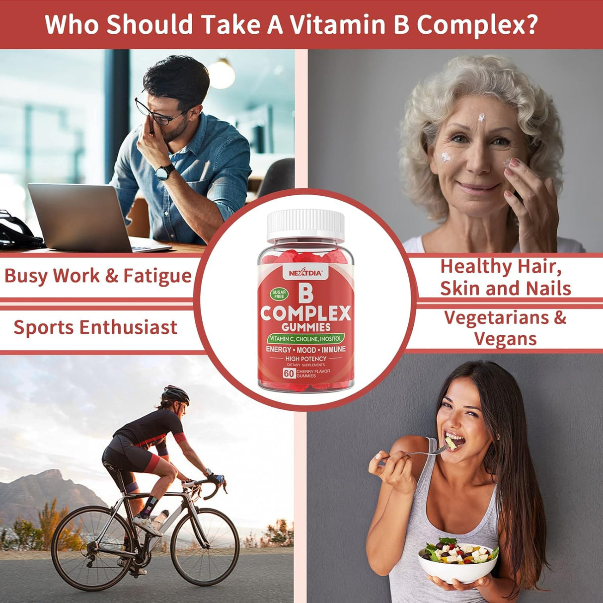 Suplementos Gomitas de complejo de vitamina B  2000 mcg