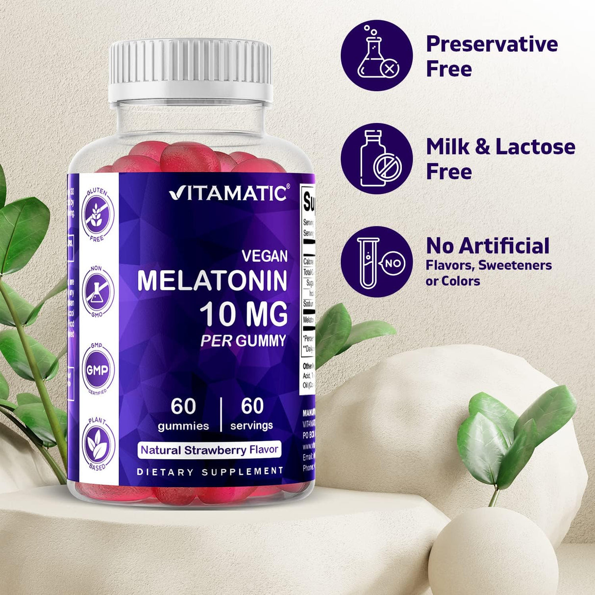 Paquete de 2 gomitas de dormir Vitamatic de 10 mg