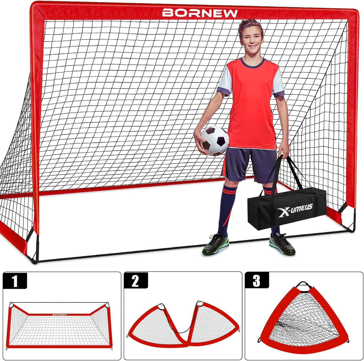 2 porterias de futbol plegables, con bolso para trasladar