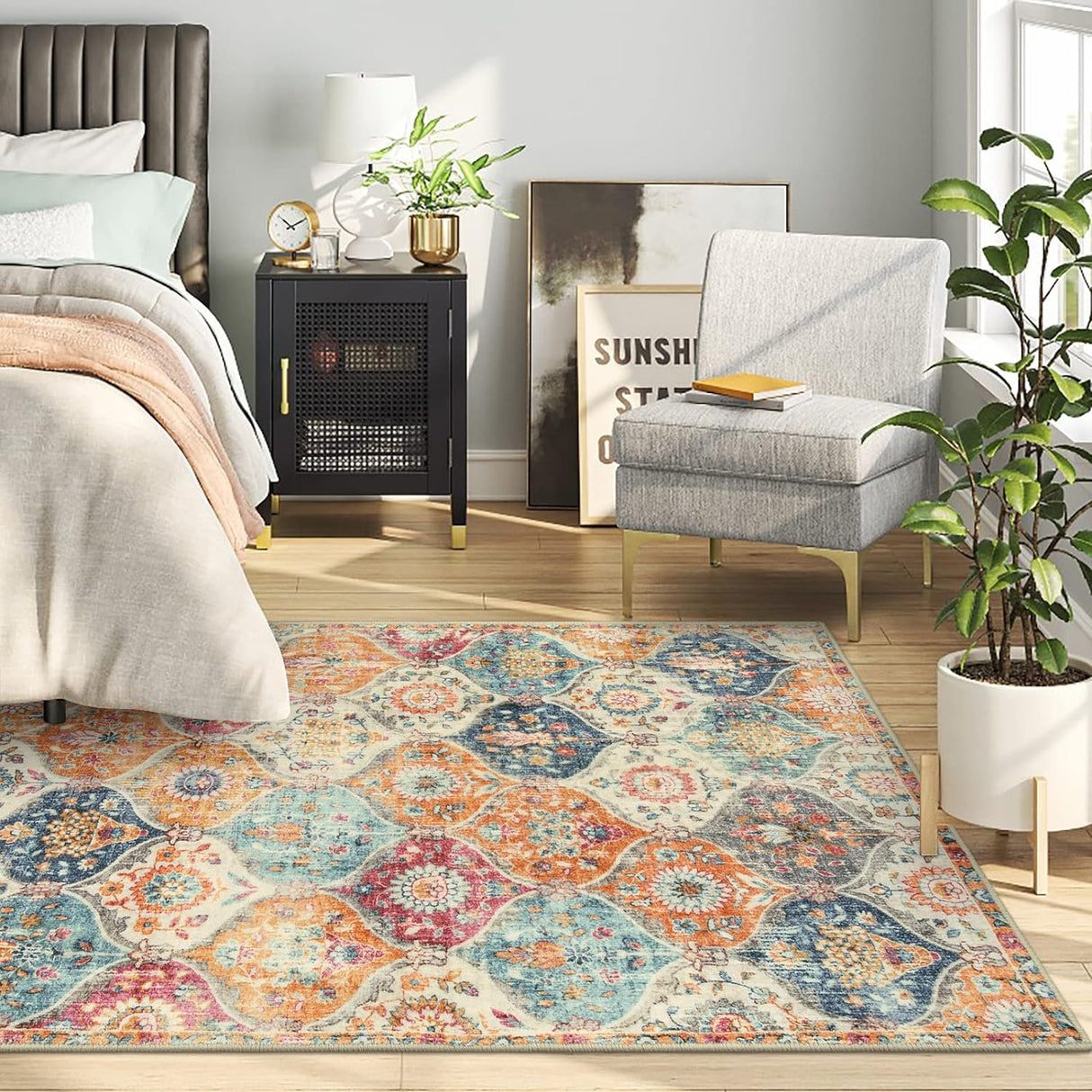 Alfombra marroquí antideslizantes para sala, Crema Lahome