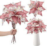 Flores Poinsettia Artificial Hotop 6 Pcs 11 Decoraciones Navideñas