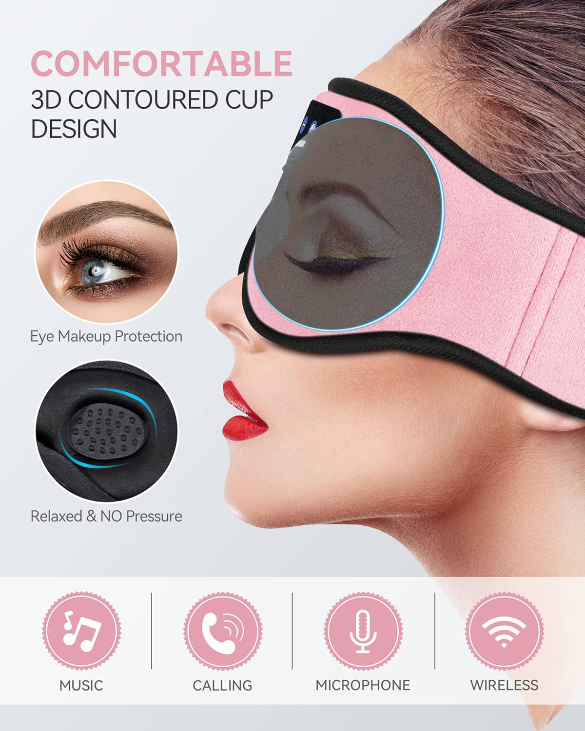 Máscara de Sueño MUSICOZY con Auriculares Bluetooth HD 3D