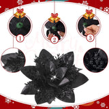 36 Piezas Flores Poinsettia Artificiales Navidad Clips 6/4/3 Pulgadas
