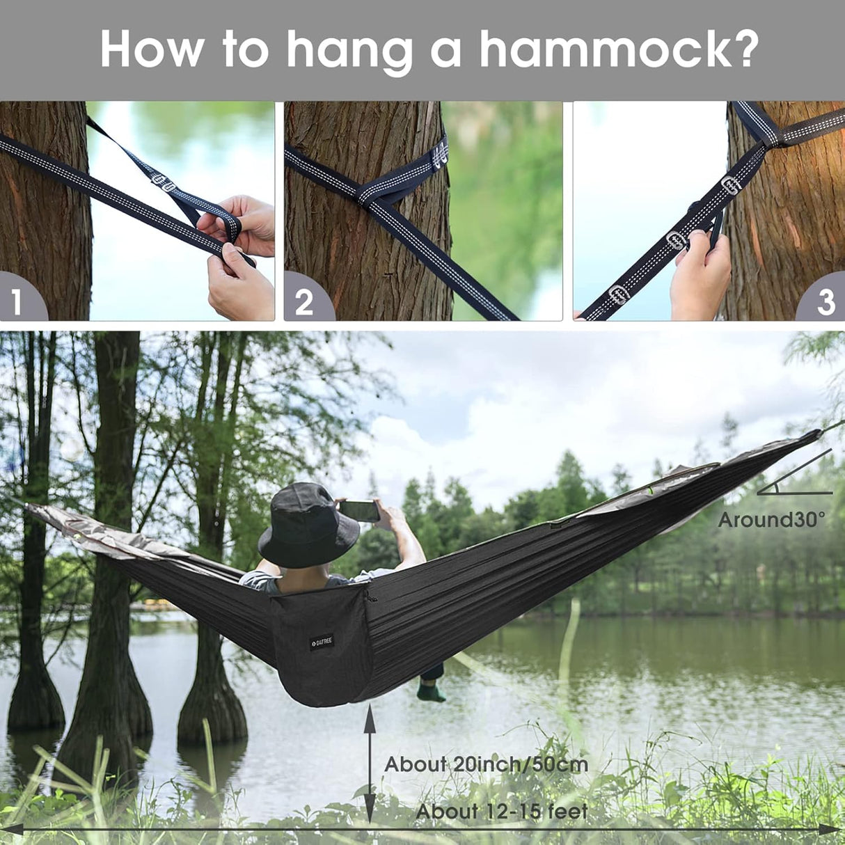 Hamaca G4Free con Mosquitera para 2 Personas, Ligera y Compacta