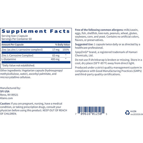 Suplementos Complejo de carnosina de zinc con L-glutamina