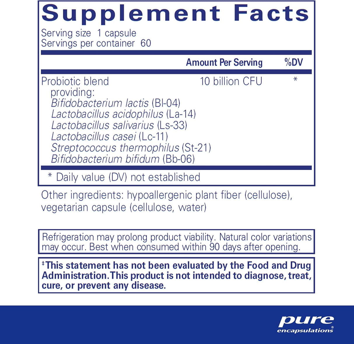 Suplementos Pure Encapsulations Probiotic G.I.  60 cápsulas
