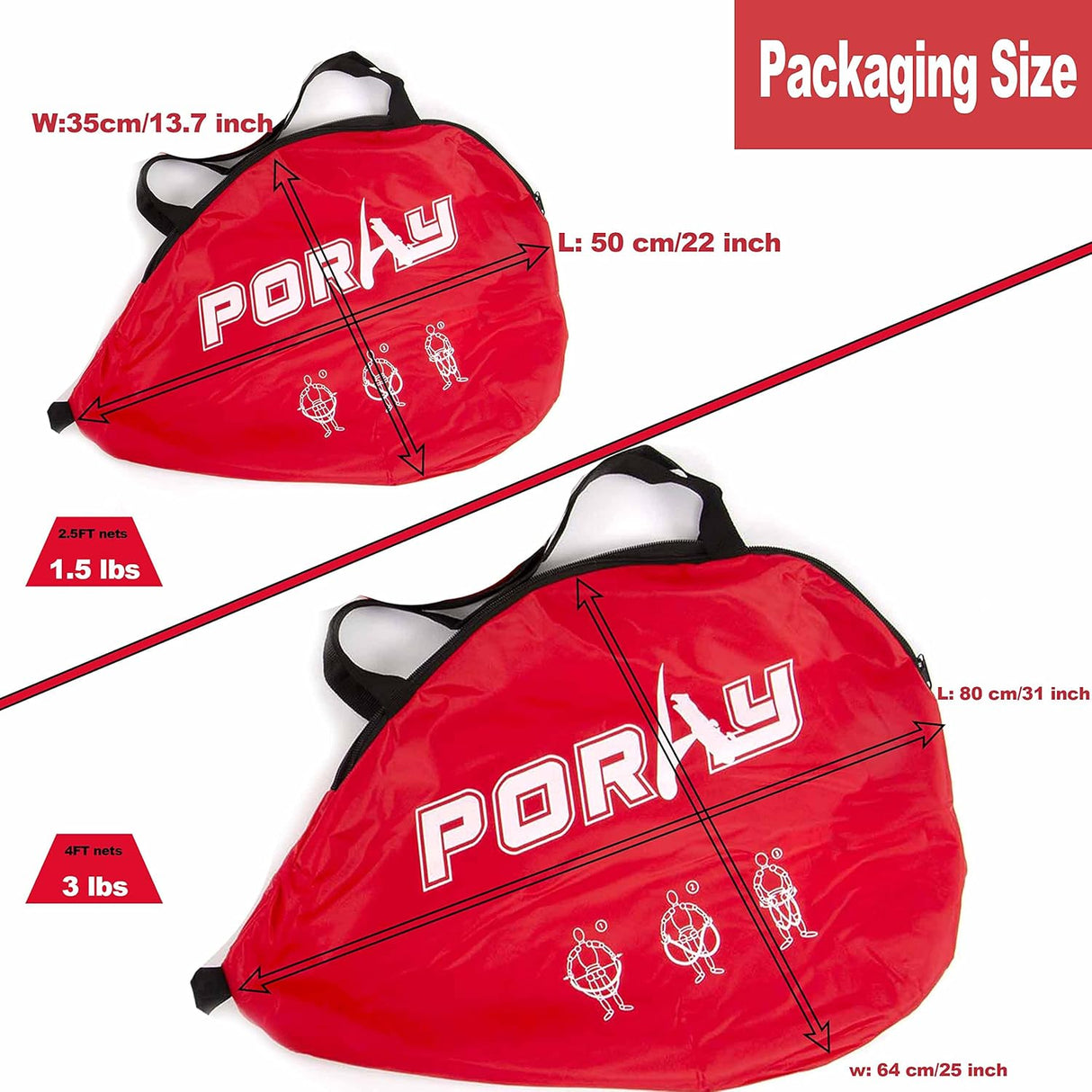 porayhut Red de fútbol desplegable para niños juego de dos