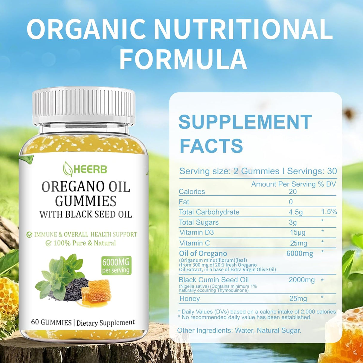 Gummies de Ajo y Semilla Negra Orgánico, 6000mg, 60 unidades