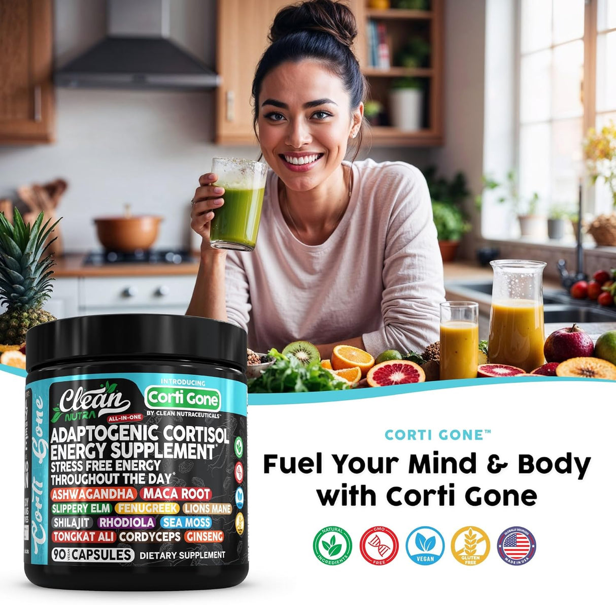 Corti Gone Suplemento para Cortisol Mujer | Maca, Ashwagandha