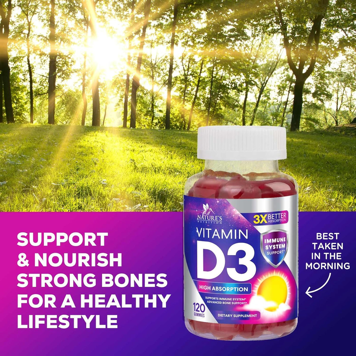 Gomas de Vitamina D3 Extra Fuerte 5000 IU - Suplemento 120 Uds