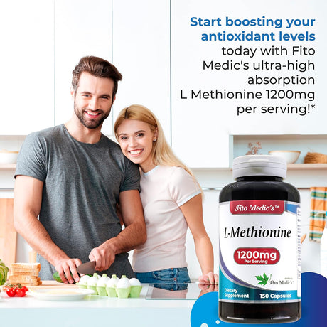 Suplemento FITO MEDICS  Metionina L Metionina 1200mg 150 cáp