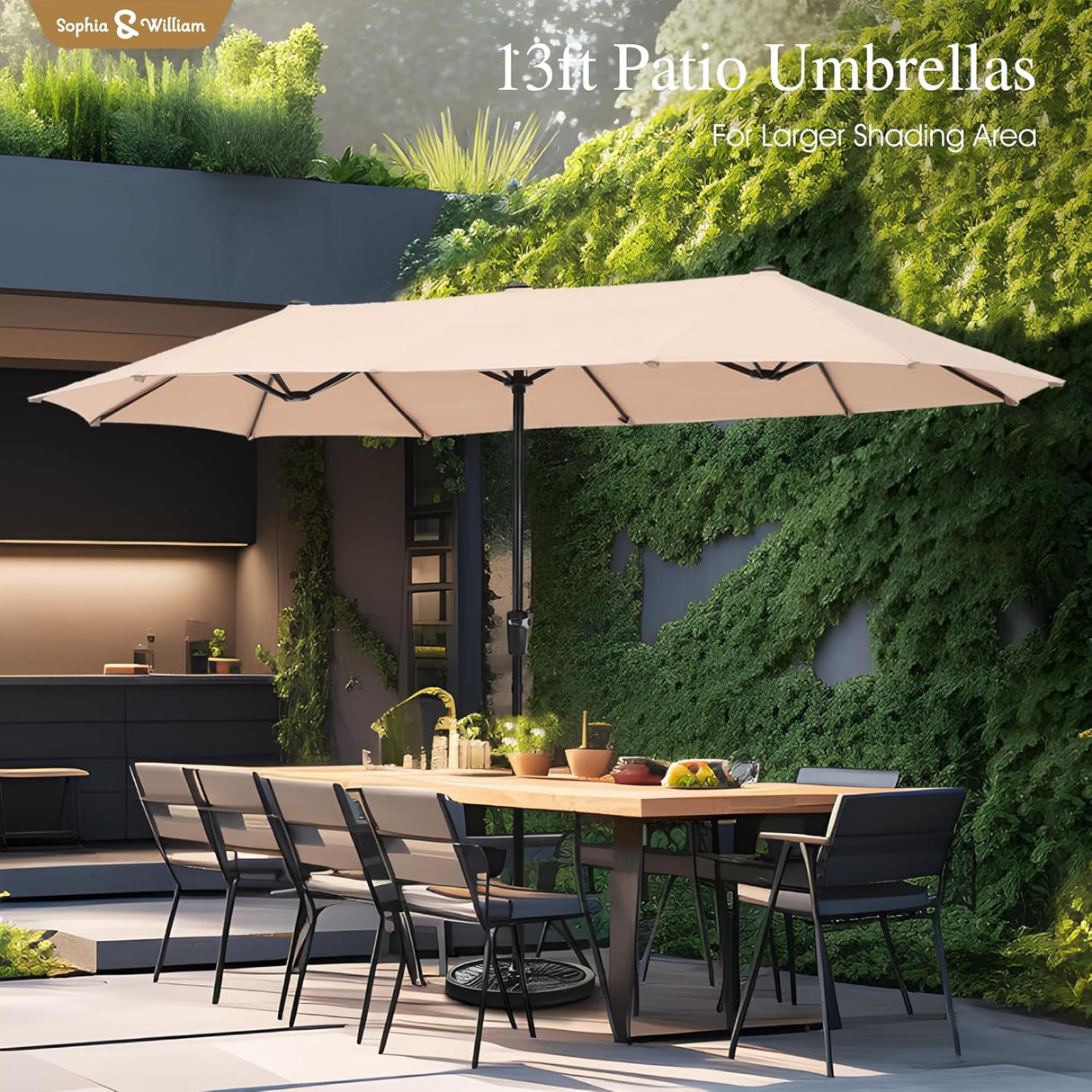 Sombrilla Doble Lado Sophia & William 13ft Protección UV 99%