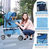 Carrito para perros, 3 ruedas, plegable, con canasta, modelo jogger