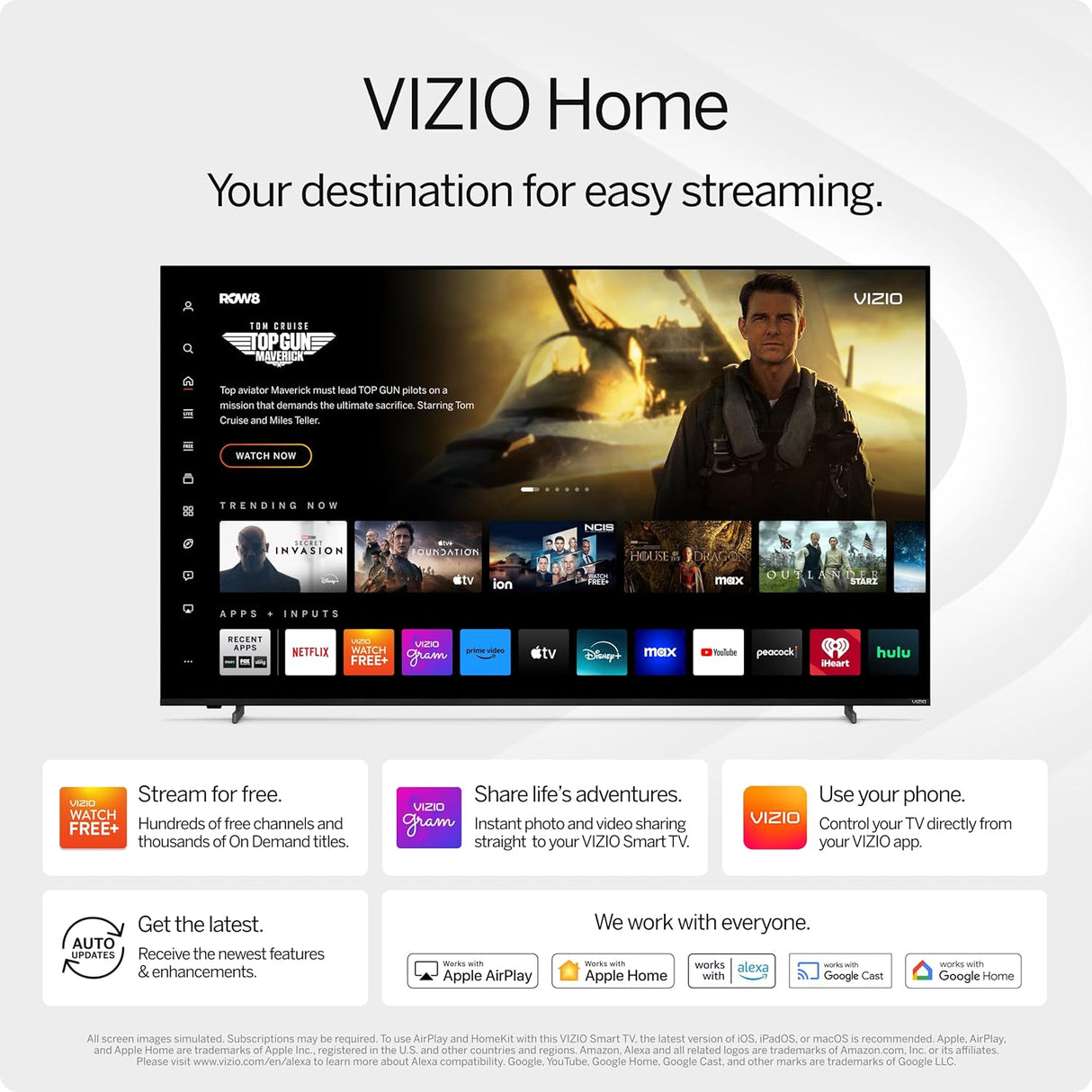 Televisor VIZIO 32 HD 720p Smart con AirPlay y Alexa, D32h-J