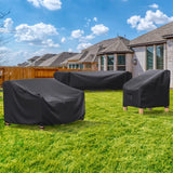 BROSYDA Fundas para muebles de patio, resistente al agua, 600D, para muebles de exterior, juego de fundas para sofá seccional, fundas para mesa y silla, 128 pulgadas de largo x 83 pulgadas de ancho x 28 pulgadas de alto