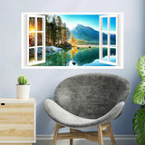 Vinilos de Ventana 3D Lago Montañés, Decoración Natural