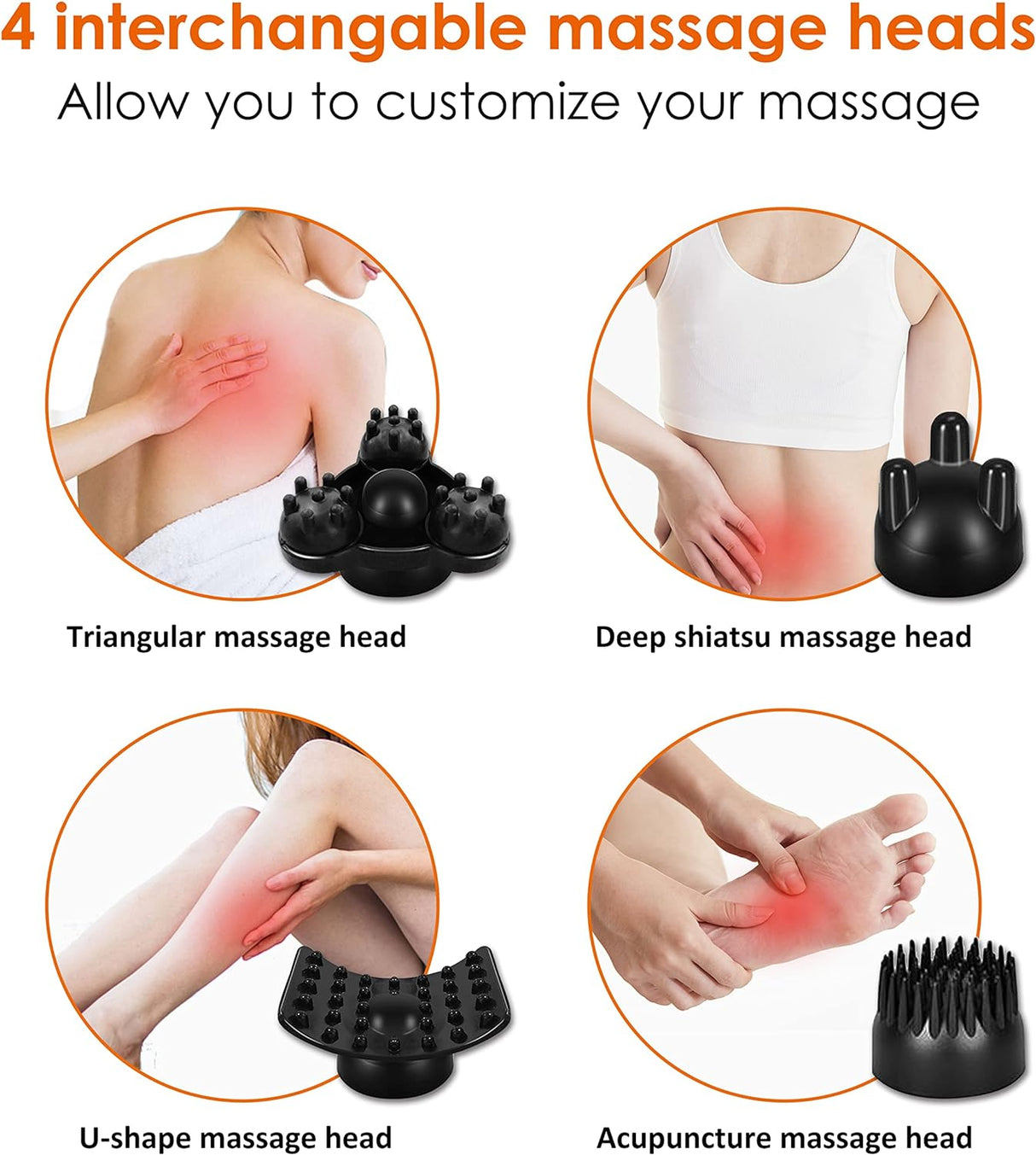 Masajeador de mano Snailax - Percusiones, Calor, Recargable