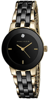 Reloj de pulsera de cerámica con esfera dorada y negro de