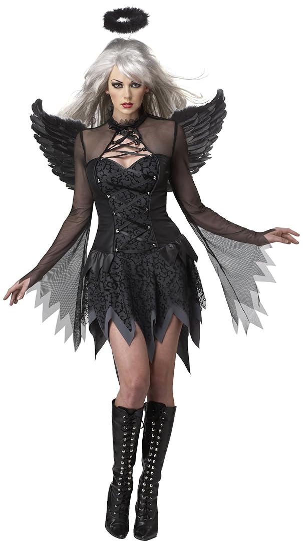 Disfraces de California Fallen Angel Dress, negro, mediano