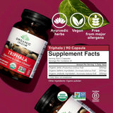 Cápsulas orgánicas de Triphala - Suplemento herbal vegano, adaptógeno