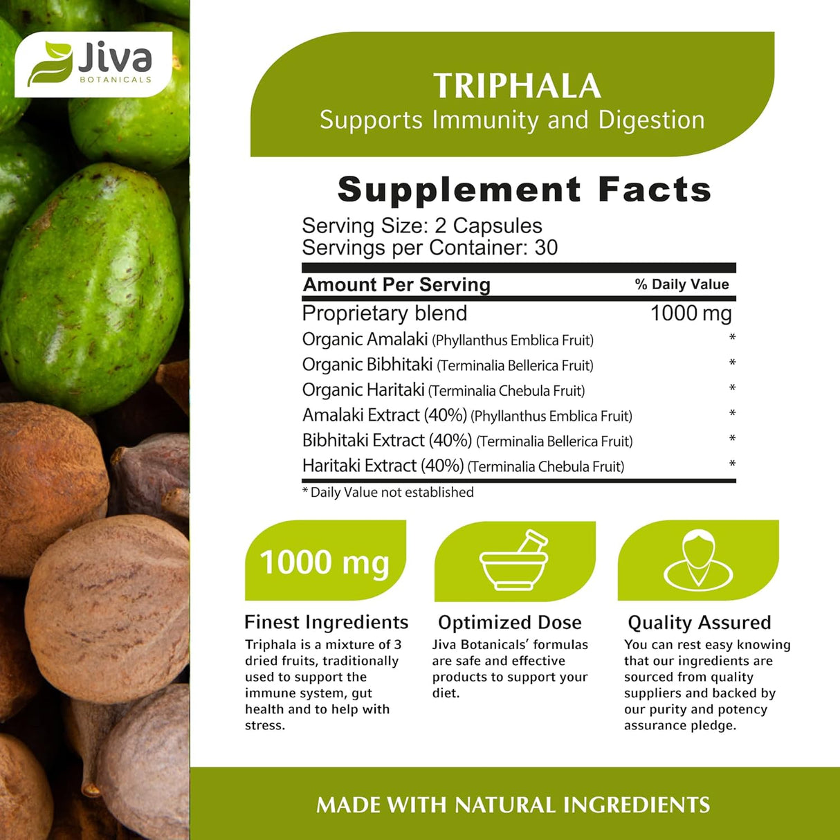 Suplemento Triphala orgánicas de Triphala hechas con polvo