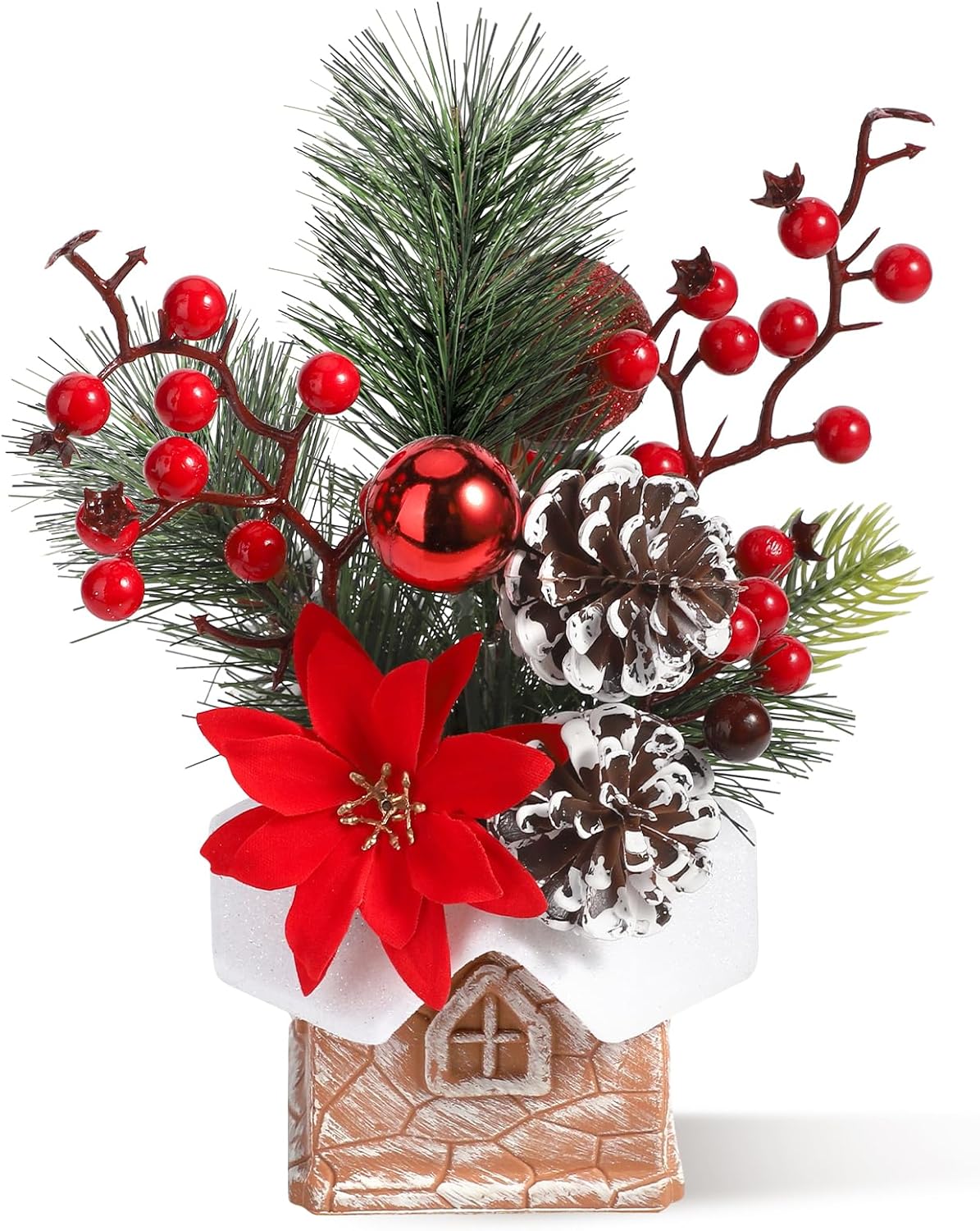 Árbol de Navidad Miniatura Artificial, Decoraciones, con Adornos