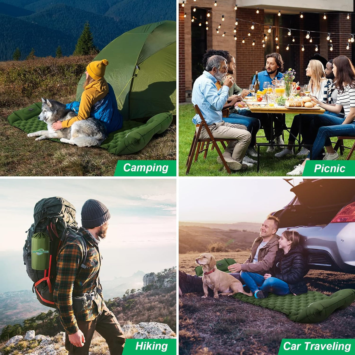 Colchón Inflable Ultraligero con Bomba Incorporada para Camping